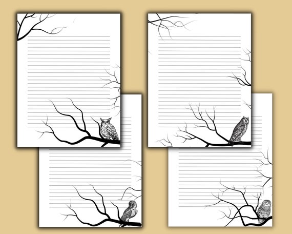 Owl Stationary Printable - Etsy