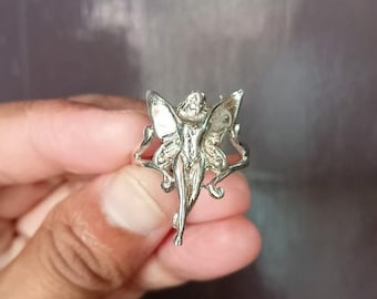 Handmade Silver Plated Fairy Ring: Angel Design