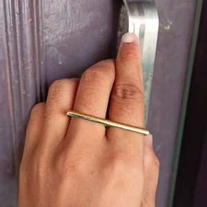 Minimalist Gold Double Finger Ring: Abstract Geometric Knuckle Ring