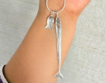 Handmade Sardine Fish Pendant Necklace: Unique Charm Jewelry