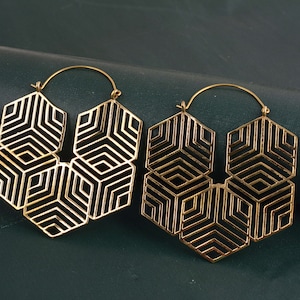 Large Geometric Hexagon Hoop Earrings: Statement Jewelry