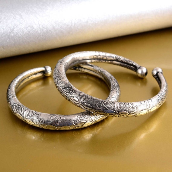 Oxidized Silver Openable Bangle/indian Kada/ Silver Bracelet