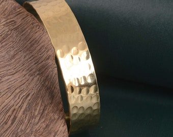 Hammered Thin Gold Bangle: Adjustable Minimalist Cuff Bracelet