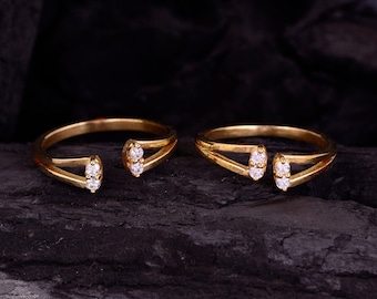 Gold CZ Toe Ring: Adjustable Midi Ring