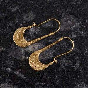 Long Gold Leaf Hoop Earrings