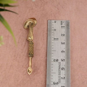 Handmade Brass Mushroom Ear Pick: Vintage Spoon Keychain Pendant