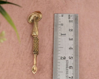 Vintage Brass Mini Spoon Shovel Medicine Spoon Tool Key Chain - Foto 2