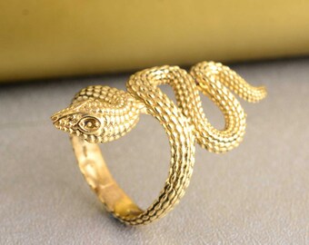 Gold Snake Ring: Ethnic Serpent Band, Animal Jewelry