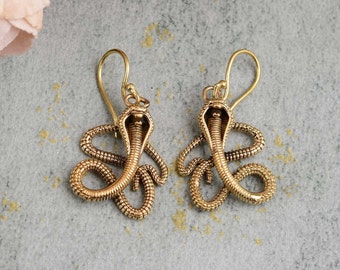 Gold Snake Earrings, Boho Snake Earrings, Snake Dangle Earrings, Dainty Ear cuff, Boho Jewelry, Minimalist Earrings, Gift For Her