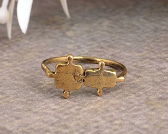 Gold Puzzle Ring: Handmade Stackable Dainty Ring