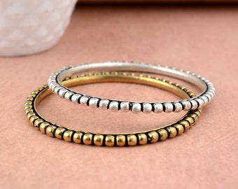 2 Beaded Brass Bangle, Stackable bangle bracelets for women, Bridesmaid gift Bangle bracelet, Set of 2 Bangles Bangles for women