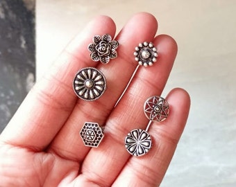 Silver Nose Stud: Indian Tribal Boho Nose Jewelry