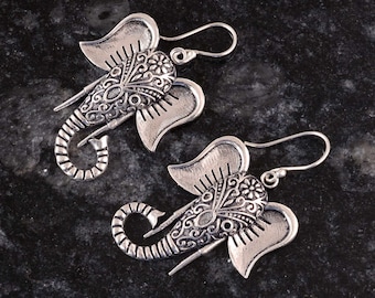 Lord Ganesha Earrings: Oxidized Silver Plated Indian Jewelry