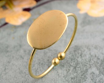 Brass Personalized Cuff Bracelet: Engraved Gold Band