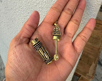 Brass Ear Spoon Jar Necklace: gold Bottle Locket Pendant