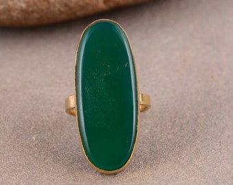 Big green onyx Ring, Women Ring, Beautiful Gemstone Ring, Statement Ring, Big stone Ring, Anniversary Ring, Dainty Ring, gift for mom