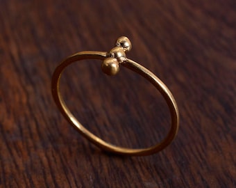 Dot Ring, Dainty Gold Ring, Minimalist Stacking Ring, Brass Ring, Simple Ring, Gold Dot Ring, Gold Beaded Ring, Gift For Her, Plain Ring