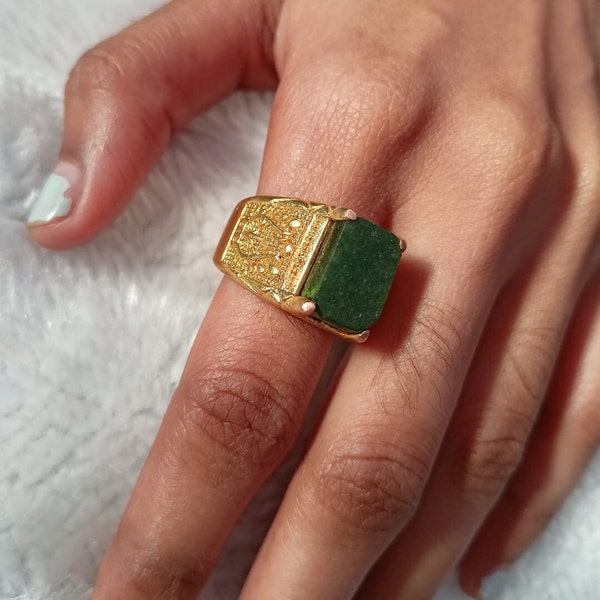 Raw emerald cut emerald ring, raw emerald engagement ring, emerald ring, real vintage emerald cut ring, engagement ring