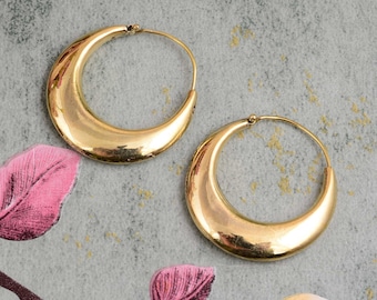 Pendientes de aro gruesos de oro • Pendientes de aro abovedados chapados en oro • Aros gruesos en forma de lágrima • Pendientes colgantes geométricos gruesos minimalistas llamativos