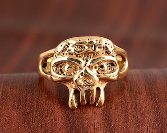 Skull Gothic Engagement Ring - Gold Gothic Skull Ring, Sugar Skull Ring, Skull Jewelry, Women or Men Skull Ring, Gift for Goth