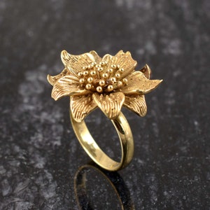 Large Flower Ring, Statement Ring, Boho Ring, Gold Ring, Dainty Ring, Gold Floral Ring, Anniversary gift, Gift For Her, Gift Item