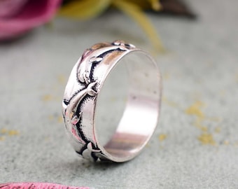 Silver Fish Band Ring: Handmade Ocean Sea Jewelry