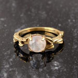 Rainbow Moonstone Brass Ring: Gold Statement Ring