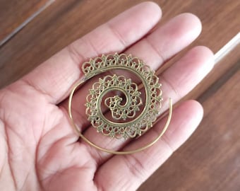 Messing Mandala Creolen: Spirale des Lebens Statement Schmuck