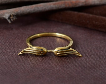 Gold Angel Wings Ring, Gold Angel Wings Ring, Stylish Angel Wings Ring, Handmade Gold Ring, Christmas Gift