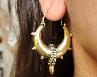 Tribal Silver Hoop Earrings: Chunky Boho Festival Style