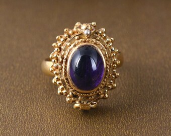 Amethyst Poison Ring , Vintage Poison Ring , Openable Ring , gold Box Ring , Ethnic Ring , Secret Ring , Poisoner Ring , Birthday Gift
