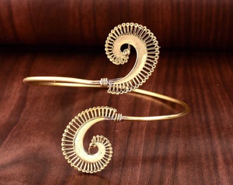 Brass Upper Arm Cuff - Gold Arm Band made of brass - Christmas gifts