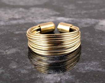 Anillo de múltiples hilos de latón dorado: anillo minimalista midi