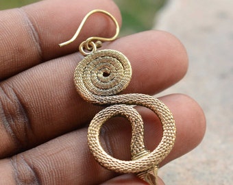 Gold Snake Spiral Earrings: Boho Fashion Jewelry