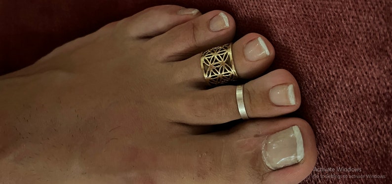 Anillo del dedo del pie ajustable, anillo del dedo del pie Mandala, anillos del dedo del pie de la flor de oro, anillo del dedo del pie, accesorios del pie, anillo del pie, anillo, anillo de latón, joyería del pie imagen 6