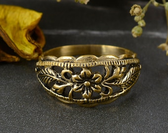 Brass Floral Ring: Dainty Boho Flower Jewelry