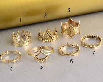 Crown Ring Set, Princess Crown Ring, Sleeping Beauty Crown Ring, Cute Ring, Engagement Jewelry, Dainty Gold Ring For Her