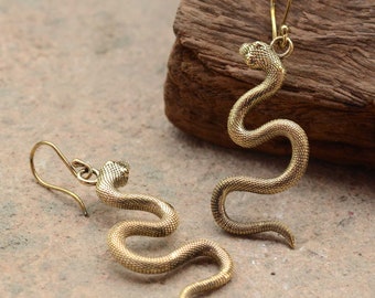 Orecchini Pendenti Serpente In Stile Boho – Cerchio Oro Con Cristallo E Strass, Gioielli Vintage Per Donna, Ipoallergenici - 2