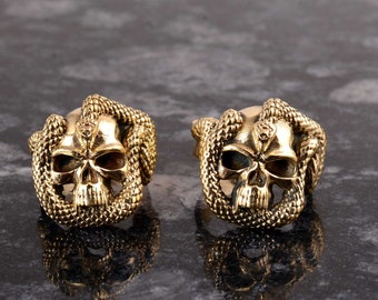 Gold Skull Ring: Gothic Snake Engagement Ring, Goth Jewelry