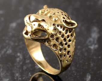 Leopard Ring - Jaguar Ring Panther Gold Ring, Animal Ring Nature Jungle Ring Gold Leopard Jewelry Tiger Ring Gift for him