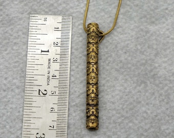 Straw Tubes Gold Necklace, Cocktail Brass Straw, Father&#39;s Day Gift, Bullet Tube Straw, Tube Pipe Pendant, Tube Pendant