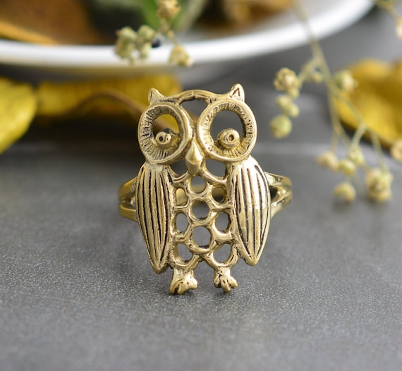 Gold owl ring best sale