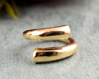 Brass Adjustable Open Wrap Ring: Thumb or Midi Ring