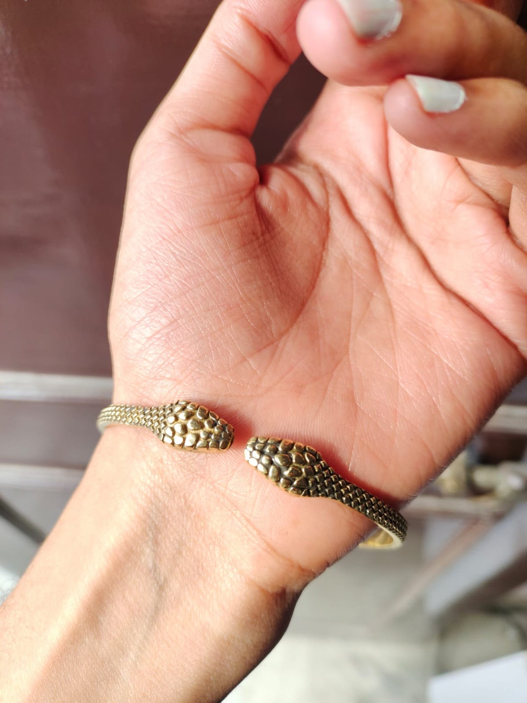 Gold Snake Bracelet Gold Brass Snake Wrapped Cuff Serpent Etsy