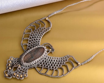 Labradorite Macrame Choker Necklace: Birthstone Jewelry