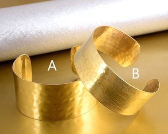 Hammered Gold Brass Wide Cuff Bracelet: Statement Jewelry