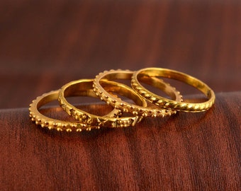 14k Gold Filled Stack Ring: Simple Hammered Band