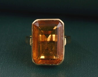 Citrine Statement Ring: Rectangle Gemstone Cocktail Ring