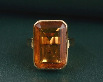 Citrine Statement Ring · Gold Ring · Rectangle Ring · Citrine Ring · Cocktail Ring · Gemstone Ring · November Birthstone Ring