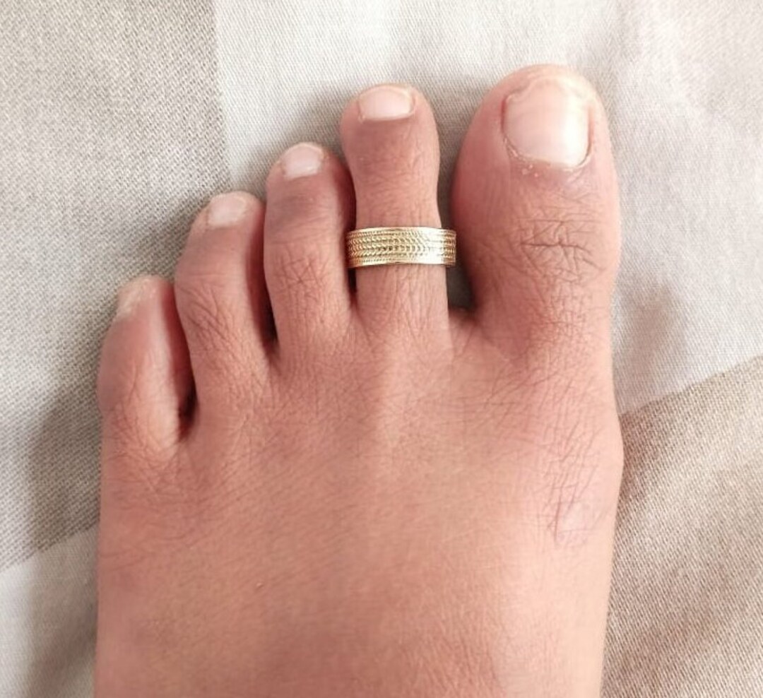Anelli Da Dito Del Piede In Oro 14K Regolabili - Gioielli Spiaggia Donna Fascia Aperta - Foto 8